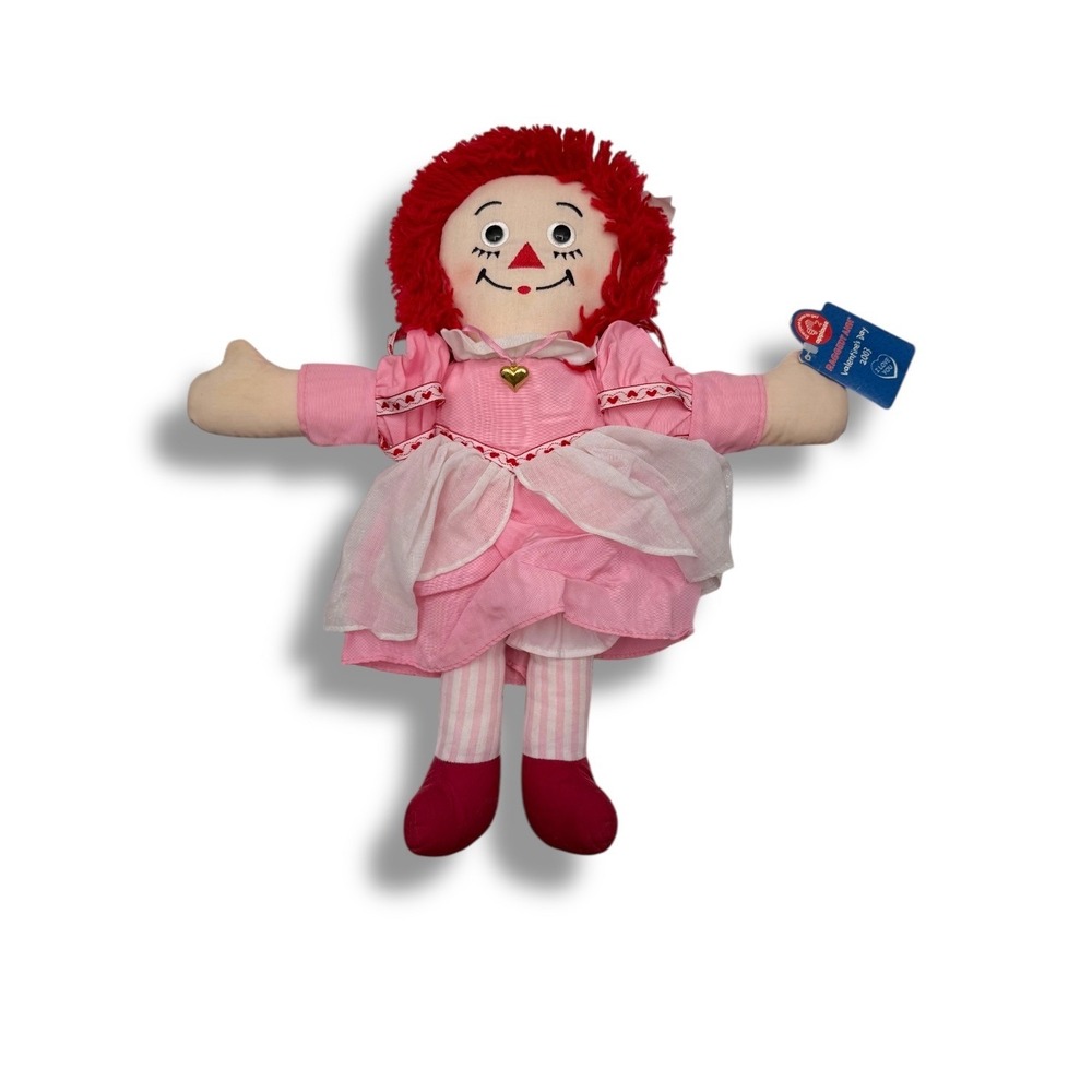 Vintage 2003 Raggedy Ann NWT Pink Dress Plush Doll Red Yarn Hair 16" Girl‎ Toy